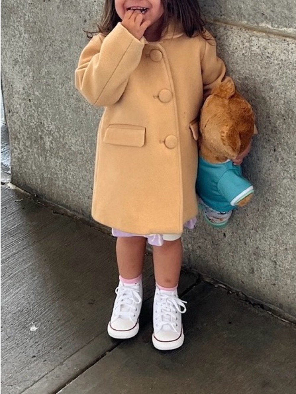 Classic Kids Camel Pea Coat with Button Front